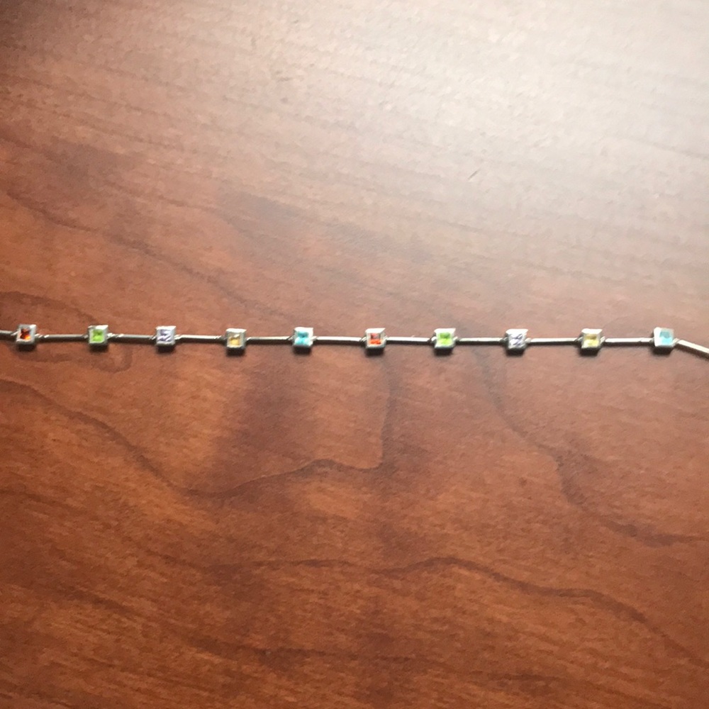 Rainbow stones silver bracelet